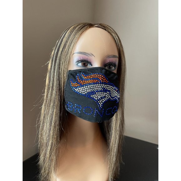 Denver Broncos Bling Rhinestone Face Mask - Picture 7 of 10